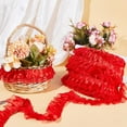 thumbnail image 4 of Cinta de encaje de organza de 2 capas, 22 yardas, borde de encaje satinado plisado, 1,6 pulgadas de ancho, ribete de gasa con volantes rojos, tela de tul, 4 of 7