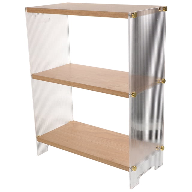 Luxshiny 1Pack MultiLayer Shelf Rack for Kitchen Counter with Acrylic and Wood 11.8x13.4x5.9in