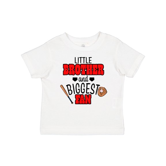 Inktastic Little Brother and Biggest Fan Baseball Glove and Bat Boys Baby T-Shirt