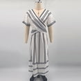 thumbnail image 4 of Ailaofu Women's Summer Dress Short Sleeve V Neck High Waist Casual Loose Striped Midi Dresses, 4 of 7