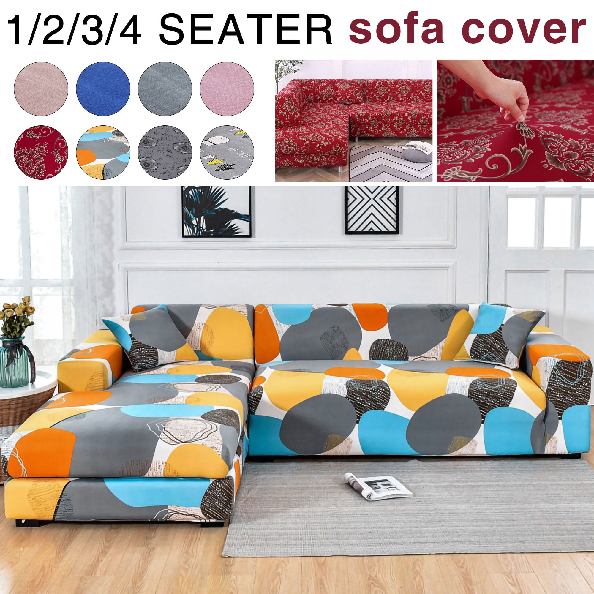 Details about   1 Seater Stretch Elastic Fabric Sofa Cover Breathable Slipcover w/ Pillowcase 