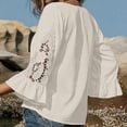 thumbnail image 5 of ZHYou Blouses for Women V Neck Pullover Lace Hollow 3/4 Sleeve Tops Summer Fall Business Casual Shirts,Beige,Size S, 5 of 7