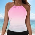 thumbnail image 5 of HCNTES Women's Tankini Top Swimsuit Tummy Control Swim Top Only High Neck Halter Tie Drawstring Bathing Suit Top Light Pink,S, 5 of 7