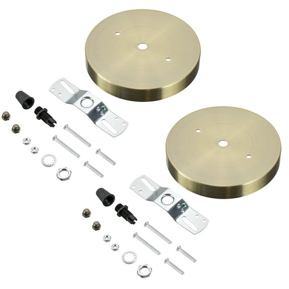 Aspen Creative 21512-42 Contemporary Fixture Canopy Kit, 5-1/8" Diameter, 7/16" Center Hole, Antique Brass, 2 Sets/Pack