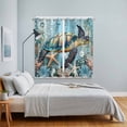 thumbnail image 4 of Coastal Sea Turtle Kitchen Curtains 84 Inch Length, Vintage Teal Nautical Beach Botanical Grommet Top Bedroom Living Room Curtains, Light Filtering Cafe Curtain Drapes 2 Panels Set 104''x84'', 4 of 9