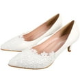 thumbnail image 1 of EeaseMX 1 par de zapatos de tacón alto con encaje puntiagudo para novia, sexys, para boda (blancos), 1 of 8