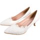 thumbnail image 1 of EeaseMX 1 par de zapatos de tacón alto con encaje puntiagudo para novia, sexys, para boda (blancos), 1 of 8