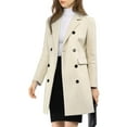 thumbnail image 6 of INSPIRE CHIC Women's Winter Coat Notched Lapel Double Breasted Trench Coat XS Beige, 6 of 8