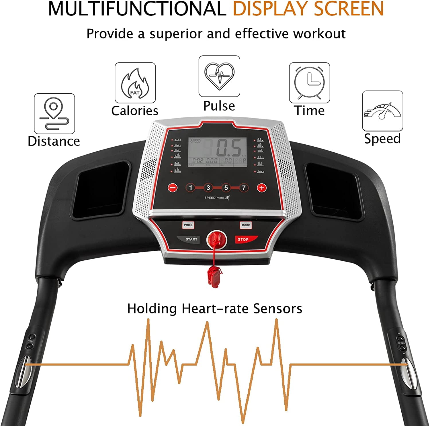 3.5HP 330 LB Weight Capacity with 3-Level Incline Folding Treadmill for Home 16.5" Running Area 10MPH Speed Running Machine Electric Foldable Treadmill with APP/Bluetooth/Incline