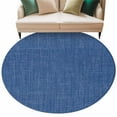 thumbnail image 2 of Dark Blue 6ft Round Rug, Farmhouse Burlap Solid Color Blue Modern Linen Texture Non-Skid Rubber Backing Large Area Rugs - Living Room Bedroom Home Office, Indoor Floor Mat Carpets Washable Rug, 2 of 9