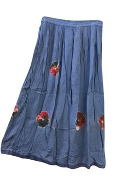 Mogul Womens Sexy Vintage Skirts Blue Tie-Dye Bohemian Gypsy Long Skirts
