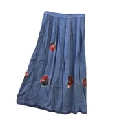 Mogul Womens Sexy Vintage Skirts Blue Tie-Dye Bohemian Gypsy Long Skirts