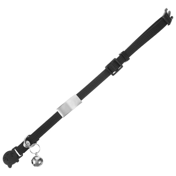 PTOOTP Adjustable Black Cat Collar with Bell, Polyester for Cats and Kittens