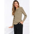 thumbnail image 4 of DARING DIVA Striped Round Neck Fall Winter Pullover Sweater Tops XS Brown, 4 of 6