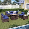thumbnail image 2 of Sunmthink 8-Piece Outdoor Patio Furniture, Patio Furniture Sets with Fire Pit, Wicker Outdoor Conversation Set and Waterproof Cover, 2 of 9