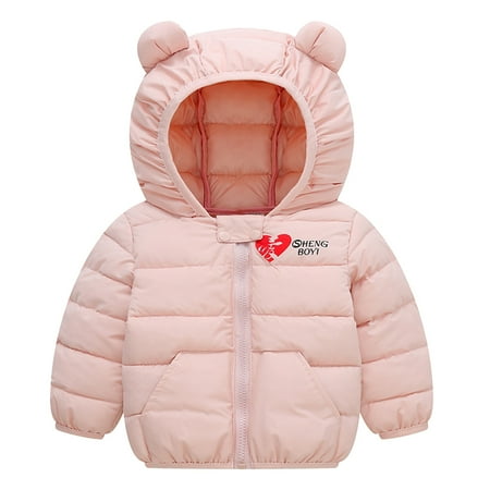 

Sweater For Child Toddler Kids Baby Boys Girls Winter Windproof Warm Love Print Bear Ears Hooded Padded Jacket Outwear Coat