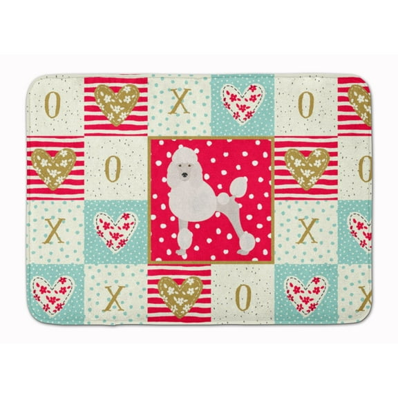 Poodle Love Machine Washable Memory Foam Mat Red
