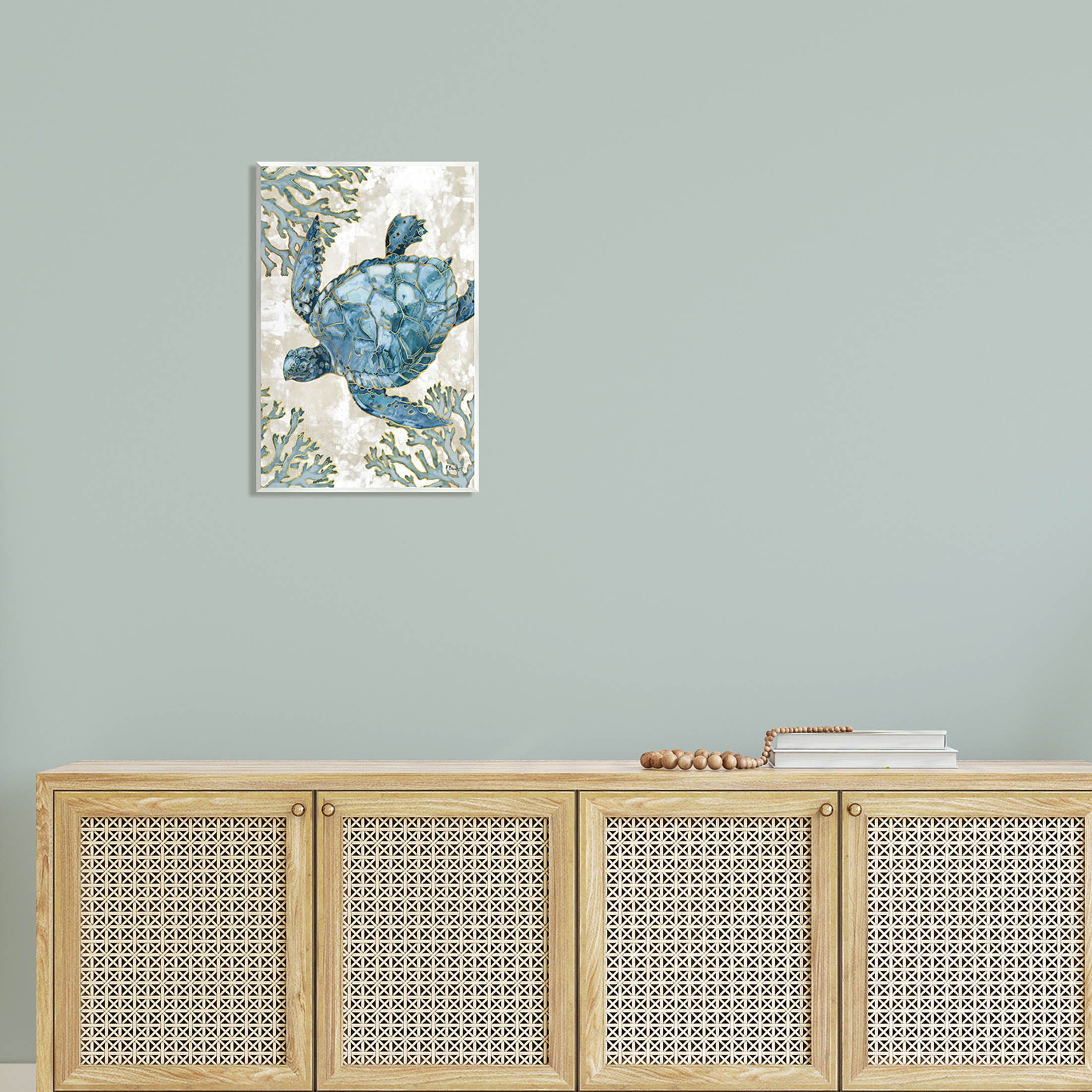 Stupell Industries Sea Turtle Swimming Playa Sealife Graphic Art Unframed Art Print Wall Art, Design by Paul Brent