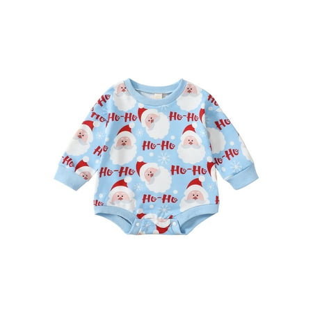 

Pudcoco Baby Christmas Jumpsuit Cartoon Long Sleeve Round Neck Romper