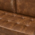 thumbnail image 2 of Leumius 74.5"W 3-Seater Sofa Loveseat Sofa Faux Leather Breathable Upholstered Sofa Couch with Solid Wood Legs for Living Room, Apartment & Office,Brown, 2 of 8