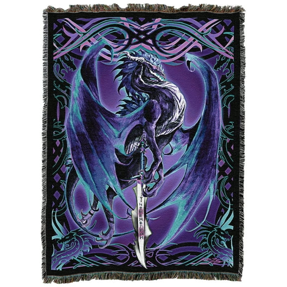 Pure Country Weavers Storm Dragon Blade Large Tapestry Throw Woven from Cotton - Made in The USA (72x54)