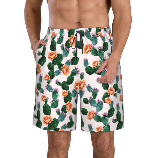 Fotbe Cactuses Trajes de Baño Estampados para Hombre, Shorts de Verano de Secado Rápido, Ropa de Playa, Bañadores-Medium