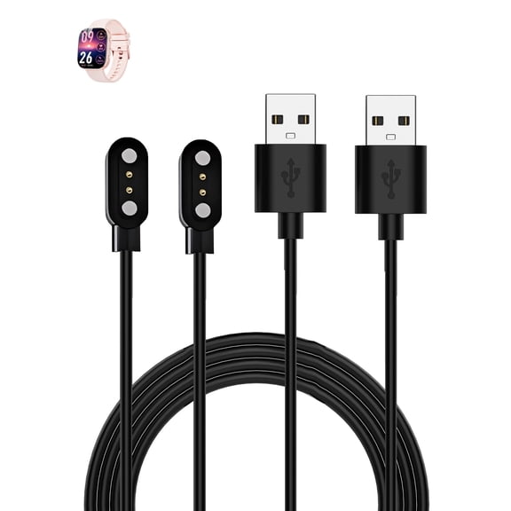 HYRACPO[2 Pack]Magnetic USB Charger Cable for Minsxk 1.88-inch Smartwatch,Compatible for Minsxk 1.88-inch Smartwatch Charging Replacement Accessory 1M/3.3ft - Black