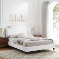 thumbnail image 2 of Platform Bed Frame, King Size, White, Velvet, Mid Century French Bedroom, Modern Contemporary Boutique HB35468, 2 of 12