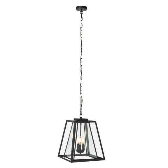SAFAVIEH Rydler 3-Light C35,E12 Black Steel Pendant Light with Clear Shade