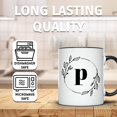 thumbnail image 3 of Letter P Floral Wreath Mug - Initial P Mug - Personalized Gift - Custom P Mug - Decorative Monogram Mug - Initial Coffee Cup - 11 Ounce Black Rim Handle Novelty Coffee Cup - WMUG0392-Black Rim, 3 of 5