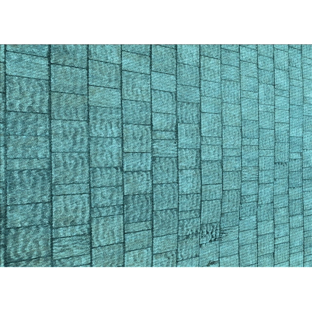 Ahgly Company Machine Washable Indoor Rectangle Transitional Dark Cyan Green Area Rugs, 5' x 7'