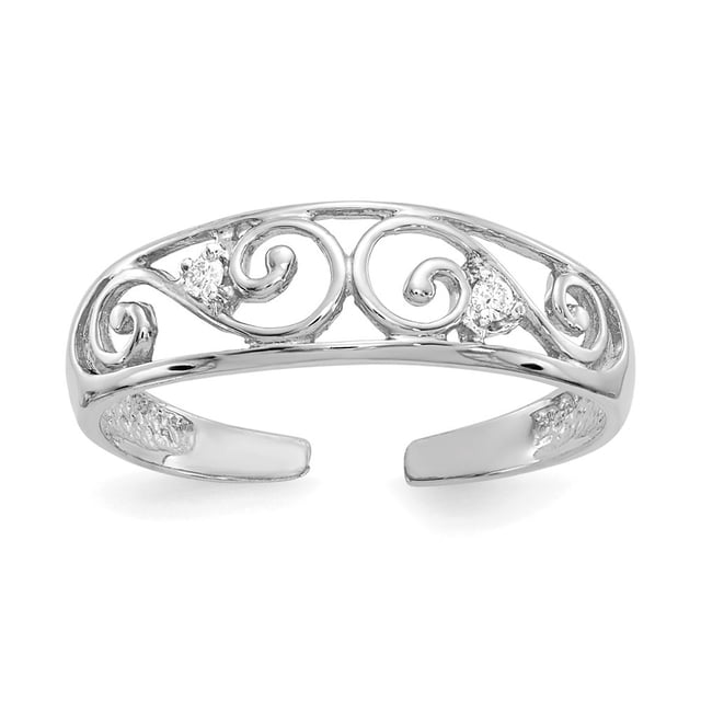 Diamond2Deal 14k Bague d'Orteil à Volutes en Or Blanc.02ct pour Femmes