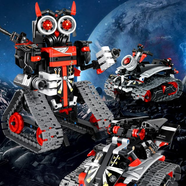 408pcs DIY Robot Building Kit 3-in-1 RC Robot/Tracked Car/Tank Toy Remote and APP Control Coding Gear Robot Toy Educational Engineering Science Robot Kit for Kids Aged 6+