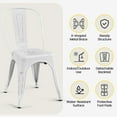 thumbnail image 5 of YEXJ Metal Dining Chairs Set of 4, Industrial Stackable Kitchen Chairs with Back for Dining Room/Restaurant/Bistro/Patio, Indoor & Outdoor Use-Steel Seat-Distressed White, 5 of 8