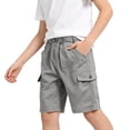 thumbnail image 4 of Zwiiyzr Kids Boys Half Cargo Shorts Solid Color Loose Kids Casual Shorts Active Summer Clothes with Pockets Gray, 4 of 8