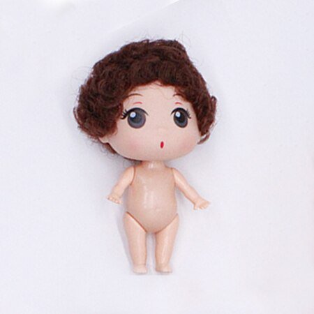 Cute Mini 10cm 1/6 Doll Nude Body 5 Jointed Moveable With Dolls Hair 3D Eyes DIY Toys Accessories Gift for Girl Gao Jinjia LED