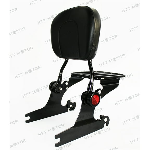 HTTMT- Adjustable Backrest Sissy Bar Luggage Rack for HD Softail 00-06 Black