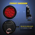 thumbnail image 2 of 4 luces traseras LED redondas rojas de 4" para remolque con conectores de ojal para montaje en superficie, IP67, para freno, giro y camión, remolque, caravana o Jeep., 2 of 5