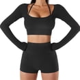 thumbnail image 4 of Top De Yoga Para Mujer, Ropa Deportiva Femenina Con Cuello Redondo, Orificio Para El Pulgar Elástico, Poliuretano Transpirable Con Almohadillas Para El Pecho Para Gimnasio ANGGREK Otros, 4 of 7