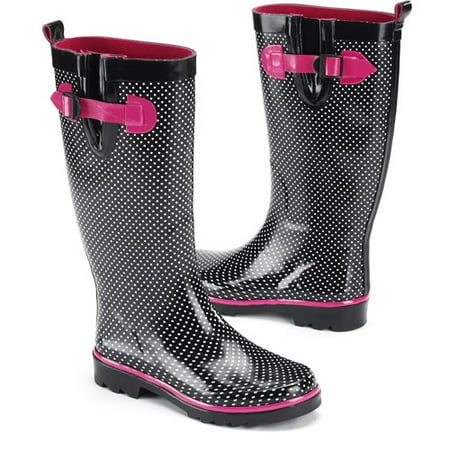 Women's Shiny Tiny Dots Buckle Rain Boots