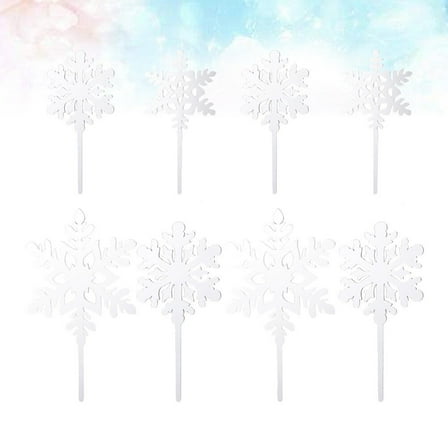 Toddmomy Christmas Cake Toppers Snowflake Cupcake Decorations Acrylic White for Party 20pcs