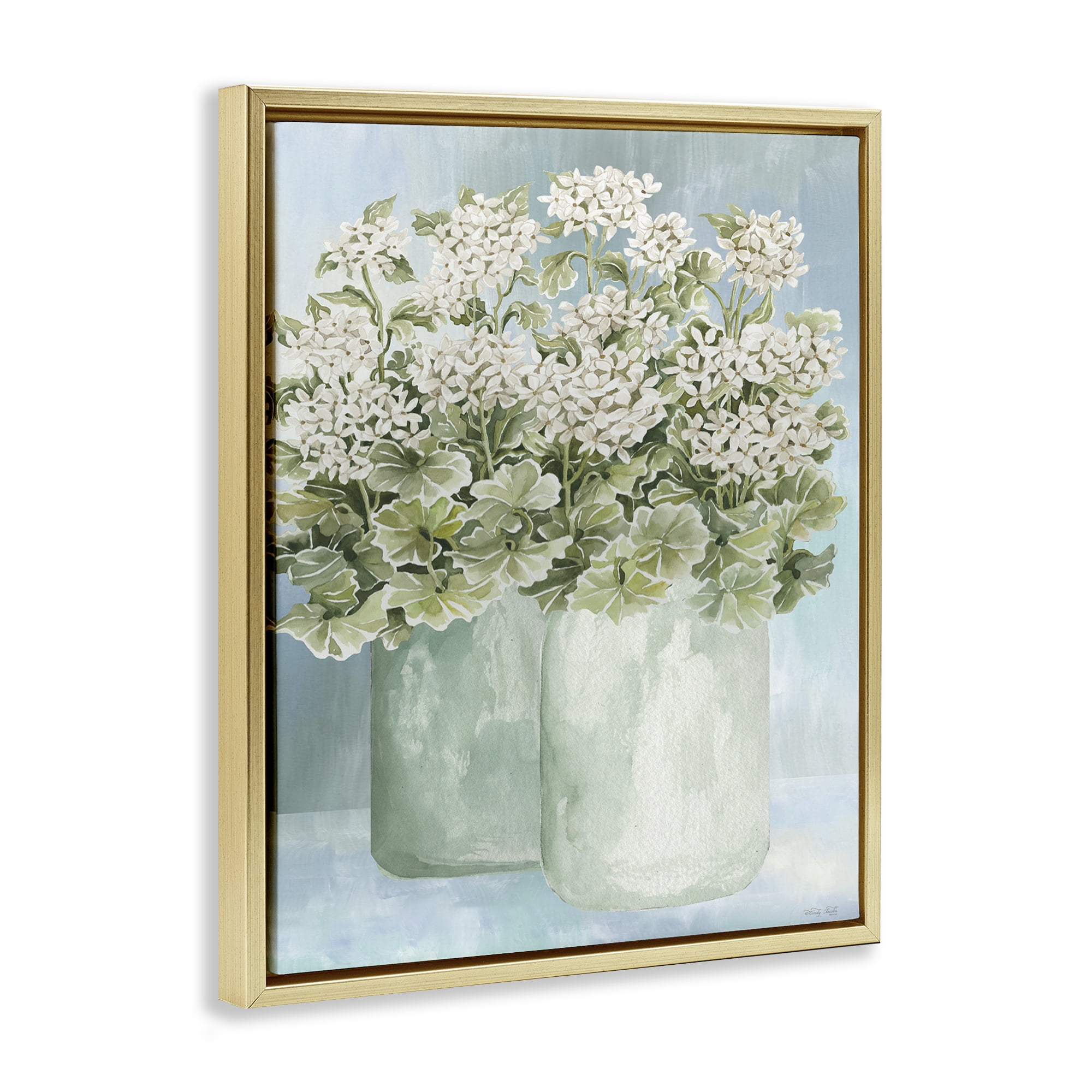 Stupell Industries Charming Country Herbs Botanical & Floral Painting Gold Floater Framed Art Print Wall Art, 17 x 21
