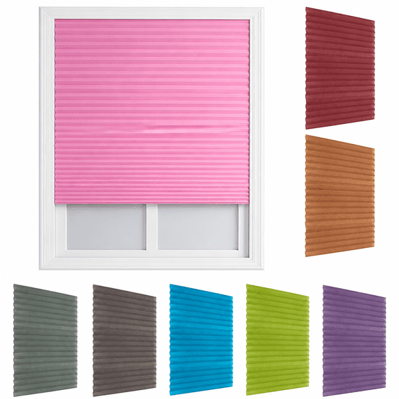 FURVENA Polyester Horizontal Mini Blinds Shades for Bedroom Kitchens Washroom Window No Tools Inside Installation 35.4" W X 59.1" H Blinds for Indoor Windows