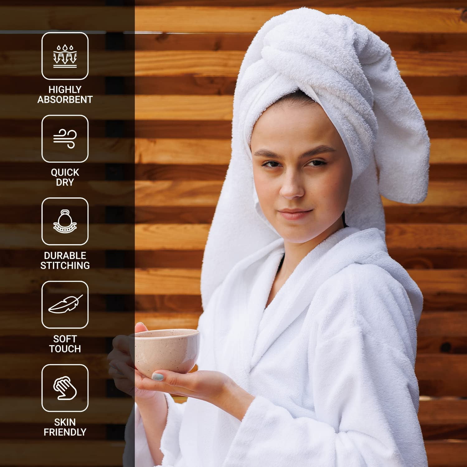 Premium Brilliant White Bath Towels - Pack of 2 - 27 x 54 inches - Infinitee Xclusives