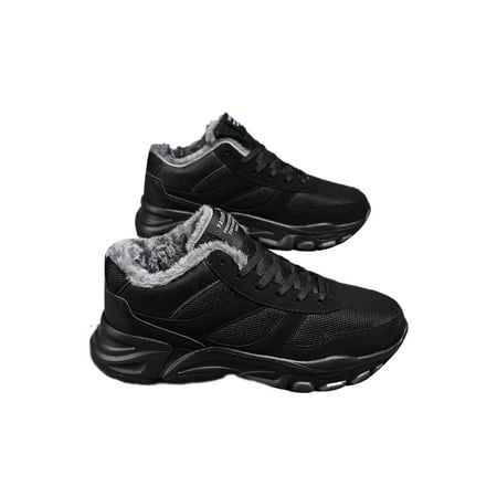 

Lacyhop Mens Walking Shoe Athletic Trainers Low Top Sneakers Gym Breathable Warm Casual Shoes Non Slip Lace Up Black 6