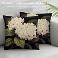 thumbnail image 3 of Creowell Throw Pillow Covers White Hydrangea Flowers Blossoms Black Pillowcase Decorative Cushion Cases 18x18in, 3 of 5