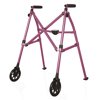 Stander Wonder Walker, Lightweight Folding Space Saver Walker for Seniors, Adult Walker with Wheels, Two Wheeled Rolling Walker and Ski Glides, Pink