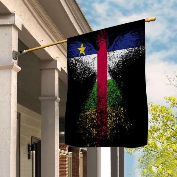 Central African Flag With Eagle Painting - Proud Central African Republic House Flag (29.5x39.5) Double-Sided Decorative Polyester Indoor/Outdoor Flag