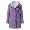 thumbnail image 5 of Women'S Fleece Collar Long Sleeve Hooded Button-Down Jacket with Pockets Purple XL, 5 of 9