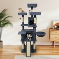 thumbnail image 2 of Costway 65" Tall Multi-level Cat Tree with 3 Upholstered Top Perch 2 Cat Condos Cat Basket Dark Gray, 2 of 10